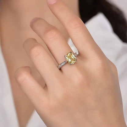 golden cz rings jewelry Customize 925 sterling silver zircon ring 925 canary zircon stone rings for Women Kirin Jewelry