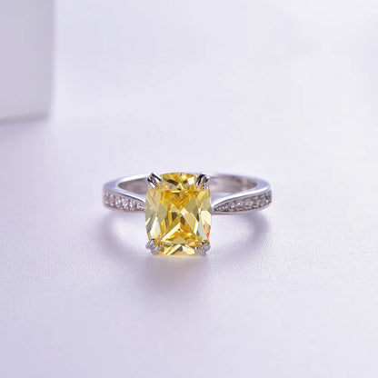 golden cz rings jewelry Customize 925 sterling silver zircon ring 925 canary zircon stone rings for Women Kirin Jewelry