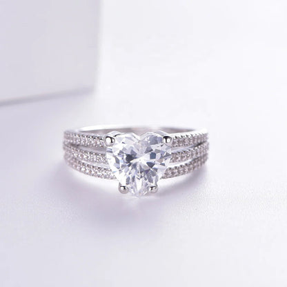 heart CZ moissanite engagement ring white gold 14k white gold wedding band 925 Silver Engagement Ring Kirin Jewelry