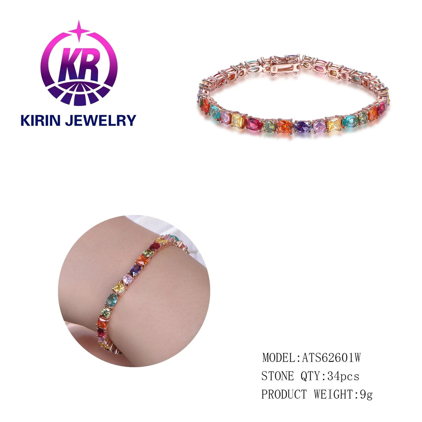 kirin custom rainbow bracelets designer charms for Women diy crystal bracelets & bangles 925 sterling silver rainbow bracelets Kirin Jewelry