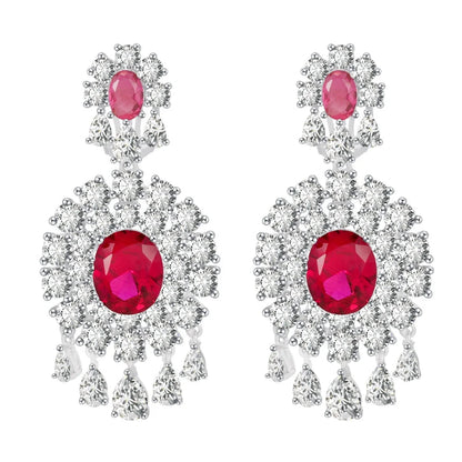 kirin ruby jewellery manufacturer 2021 flower luxury crystal earrings luxury earrings for Women 925 sterling silver earrings Kirin Jewelry
