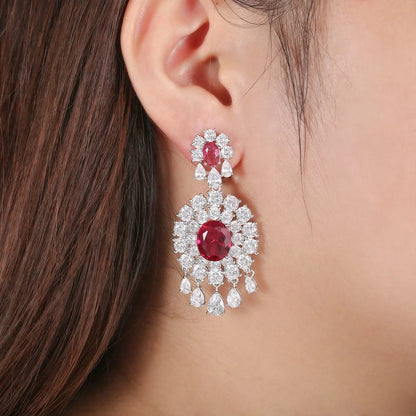 kirin ruby jewellery manufacturer 2024 flower luxury crystal earrings luxury earrings for Women 925 sterling silver earrings Kirin Jewelry