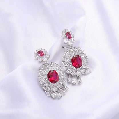 kirin ruby jewellery manufacturer 2024 flower luxury crystal earrings luxury earrings for Women 925 sterling silver earrings Kirin Jewelry