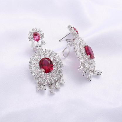 kirin ruby jewellery manufacturer 2024 flower luxury crystal earrings luxury earrings for Women 925 sterling silver earrings Kirin Jewelry