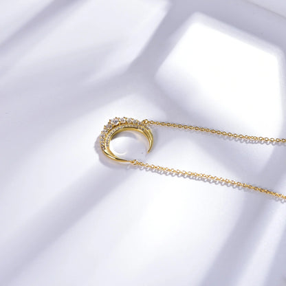 lady moon crystal necklace pendant 18k gold chain AAA CZ moon stone necklace zircon moon phase necklace Kirin Jewelry