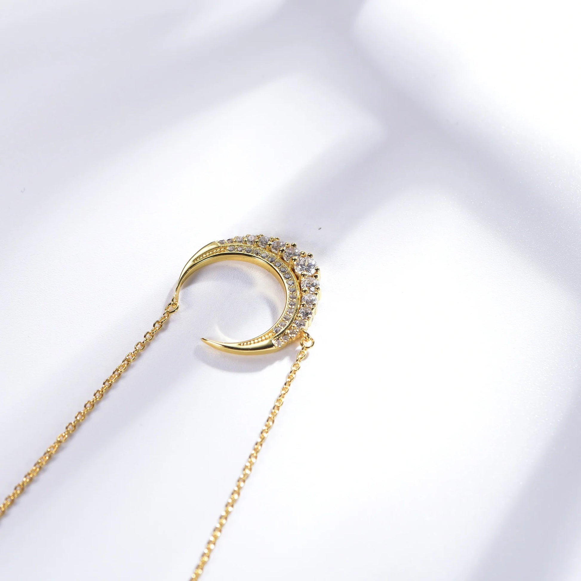 lady moon crystal necklace pendant 18k gold chain AAA CZ moon stone necklace zircon moon phase necklace Kirin Jewelry