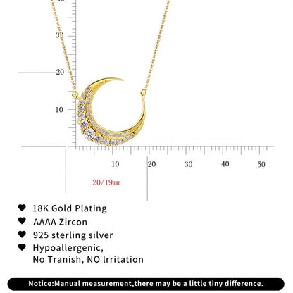 lady moon crystal necklace pendant 18k gold chain AAA CZ moon stone necklace zircon moon phase necklace Kirin Jewelry