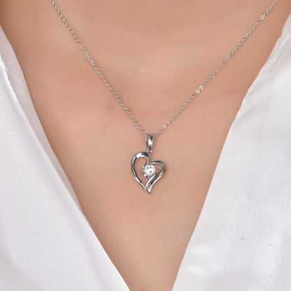 lady necklace pendant 925 sterling silver heart shaped necklace accessory Crystal heart pendant necklace Kirin Jewelry