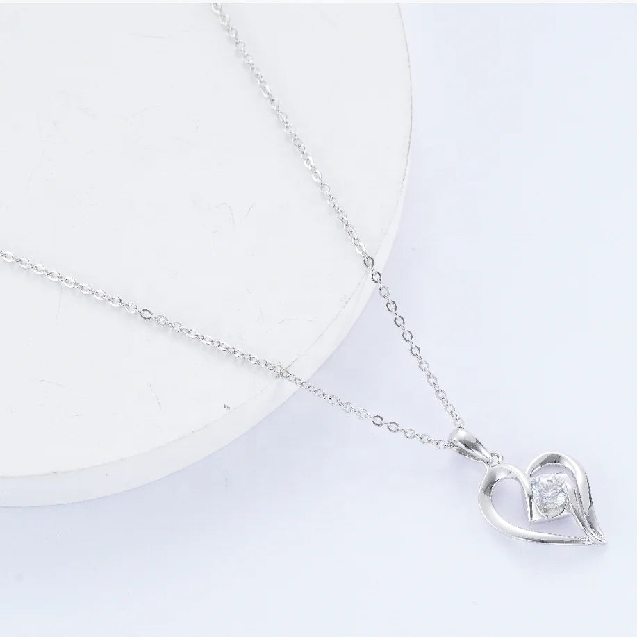 lady necklace pendant 925 sterling silver heart shaped necklace accessory Crystal heart pendant necklace Kirin Jewelry