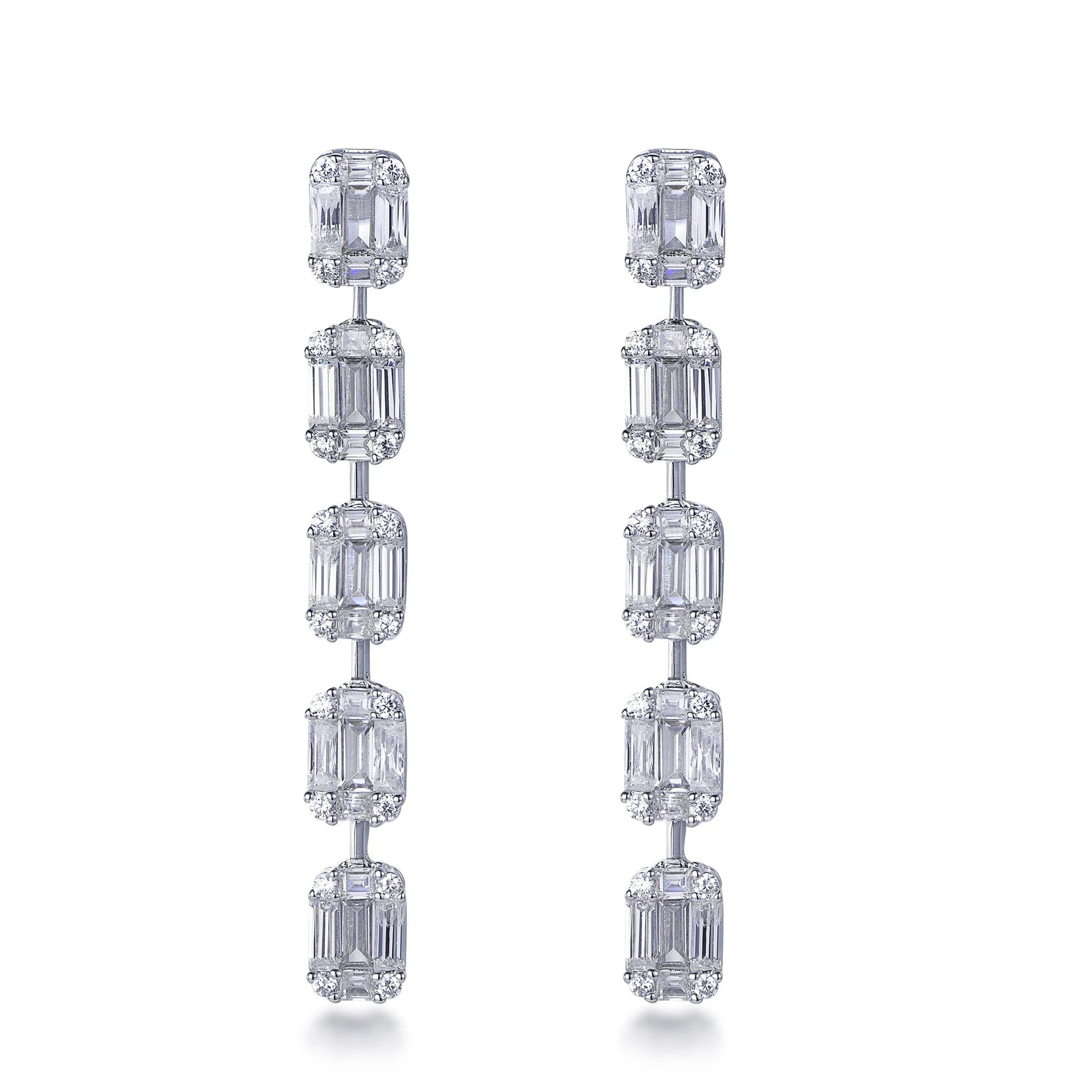 long earrings 925 natural stone sterling silver earrings 925 sterling silver baguette cz diamond earrings Kirin Jewelry