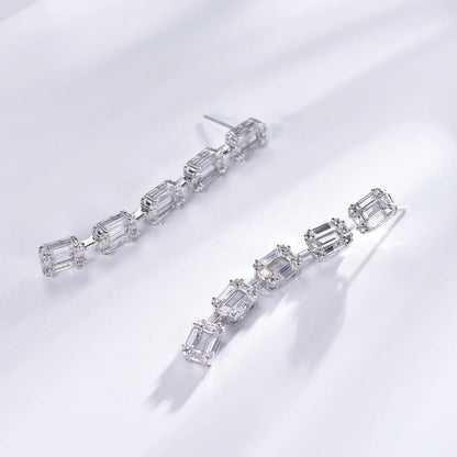 long earrings 925 natural stone sterling silver earrings 925 sterling silver baguette cz diamond earrings Kirin Jewelry