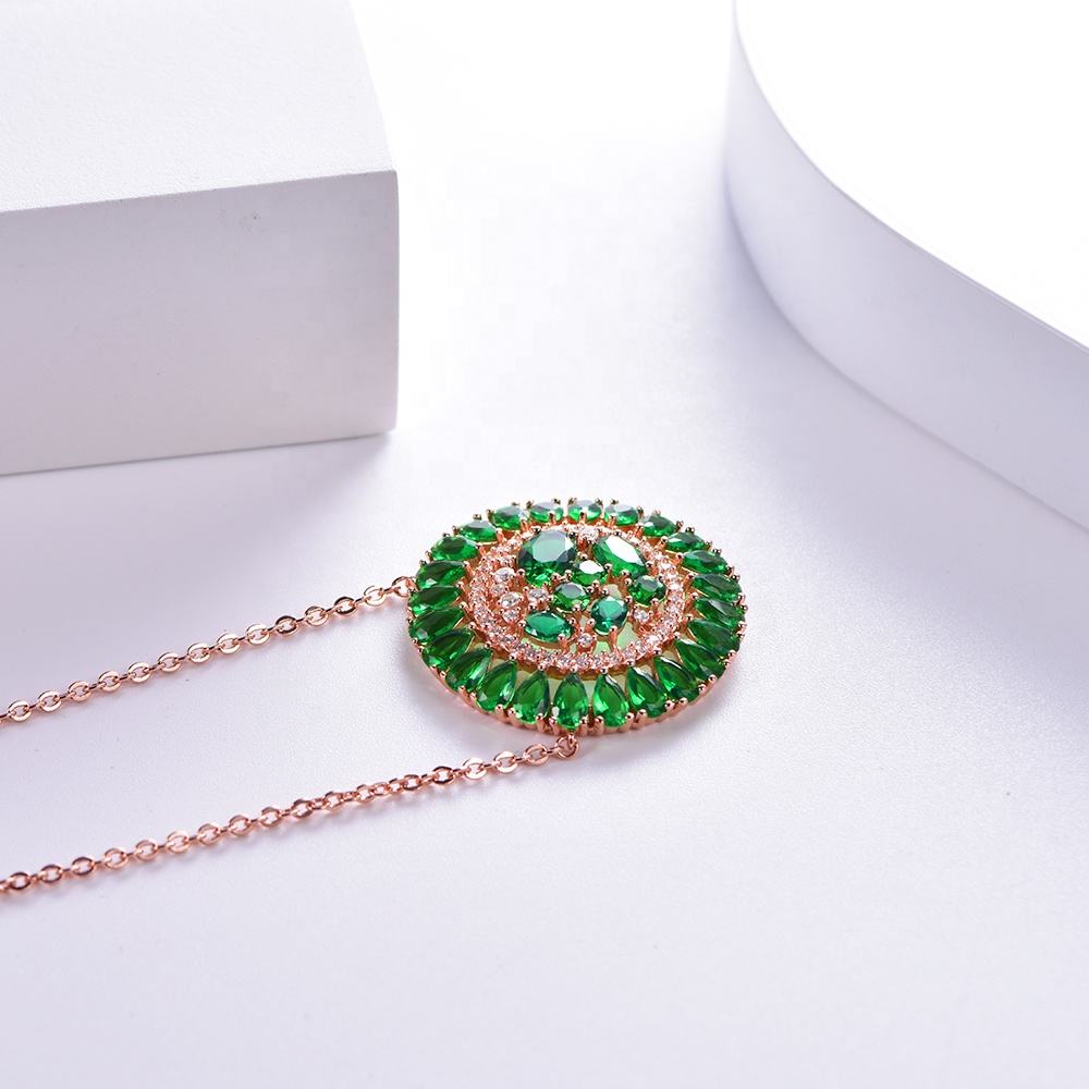 lucky charm pendant necklace emerald AAA zircon dainty charm necklace women 925 sterling silver charm necklace Kirin Jewelry