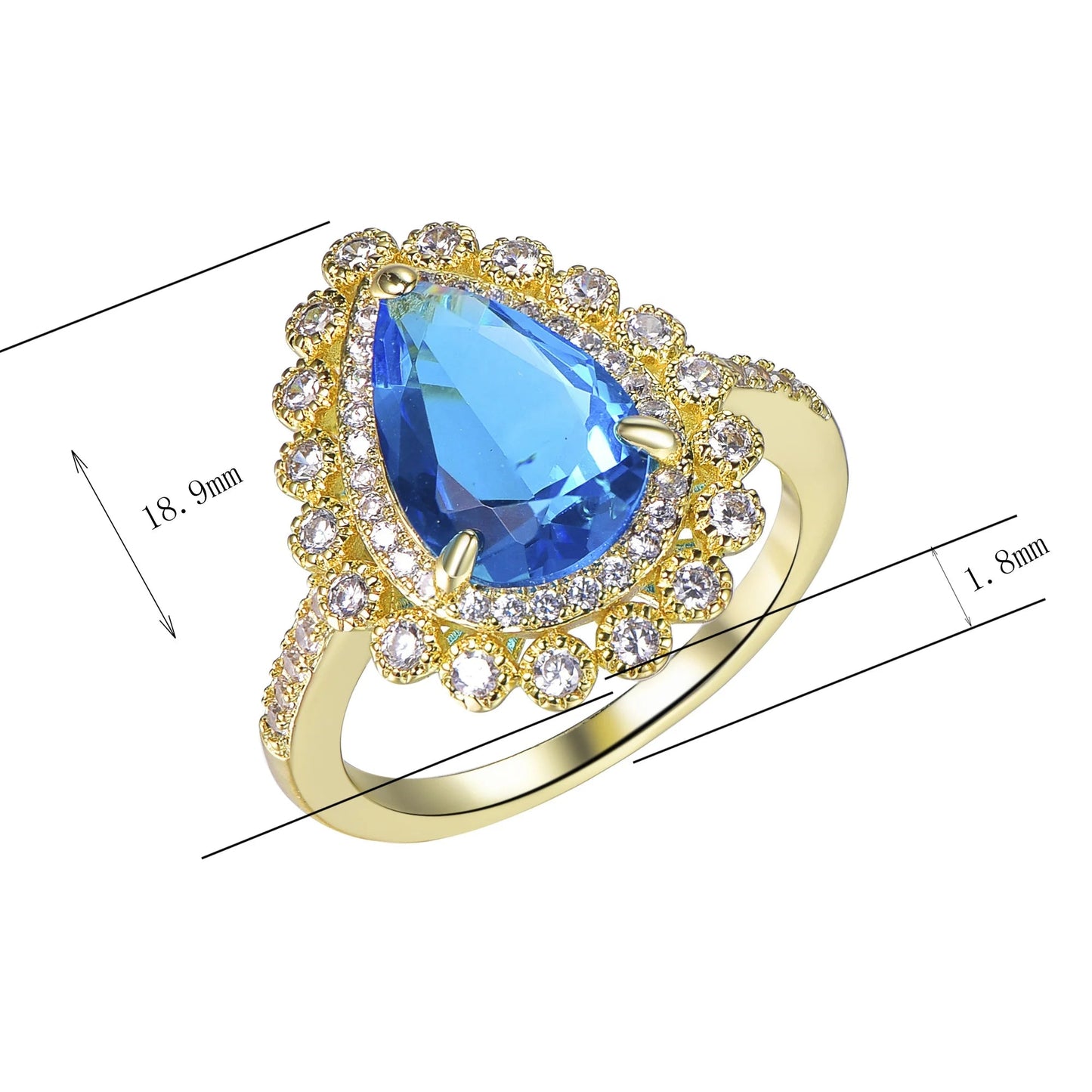 luxury Womens aquamarine ring heart diamond 14k gold aquamarine ring for Women aquamarine stone ring Kirin Jewelry