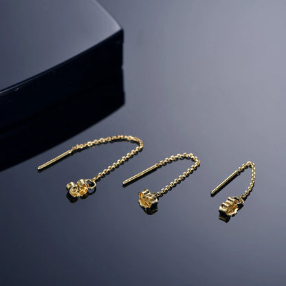 moda aretes oorbel goud 925 Sterling Silver link hoop earrings for Women 18K gold link chain earring ladies link earrings Kirin Jewelry
