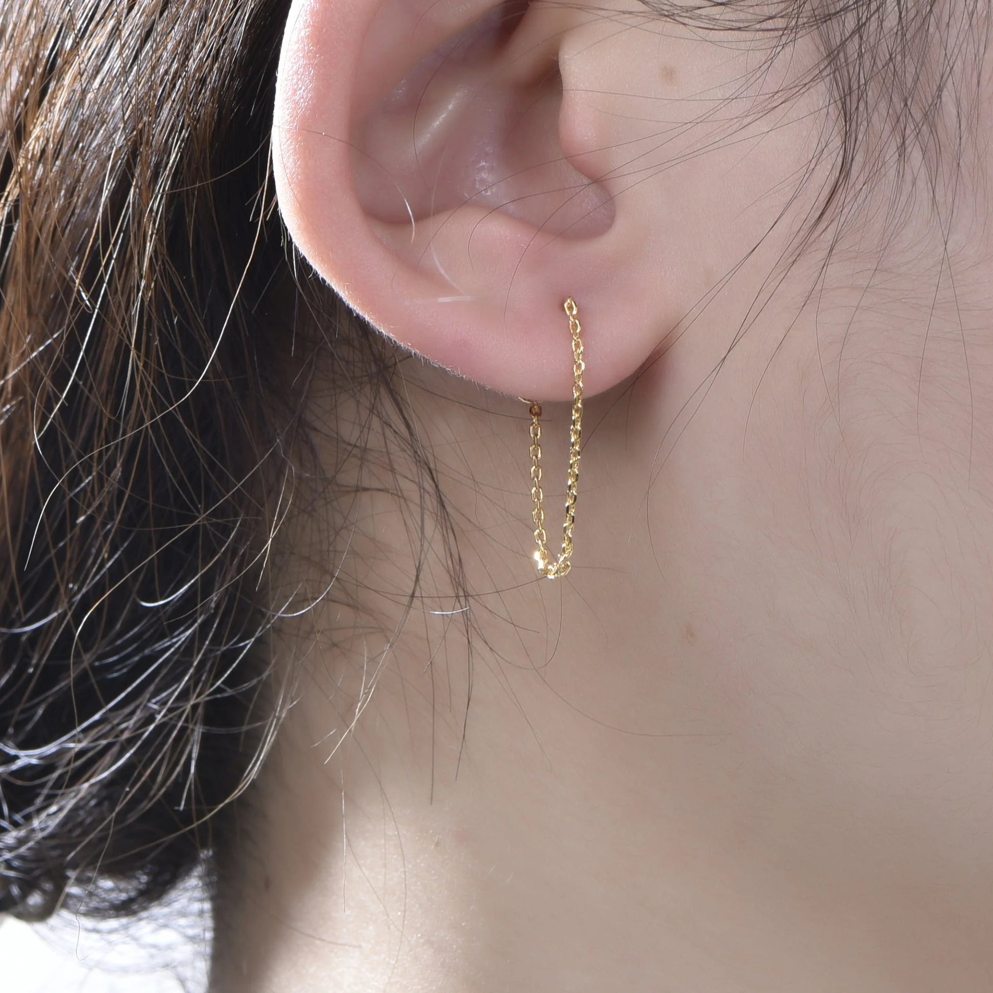 moda aretes oorbel goud 925 Sterling Silver link hoop earrings for Women 18K gold link chain earring ladies link earrings Kirin Jewelry