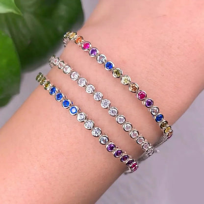 muti-color moissanite tennis bracelet moissanite chain color moissanite necklace 925 silver tennis bracelet Kirin Jewelry