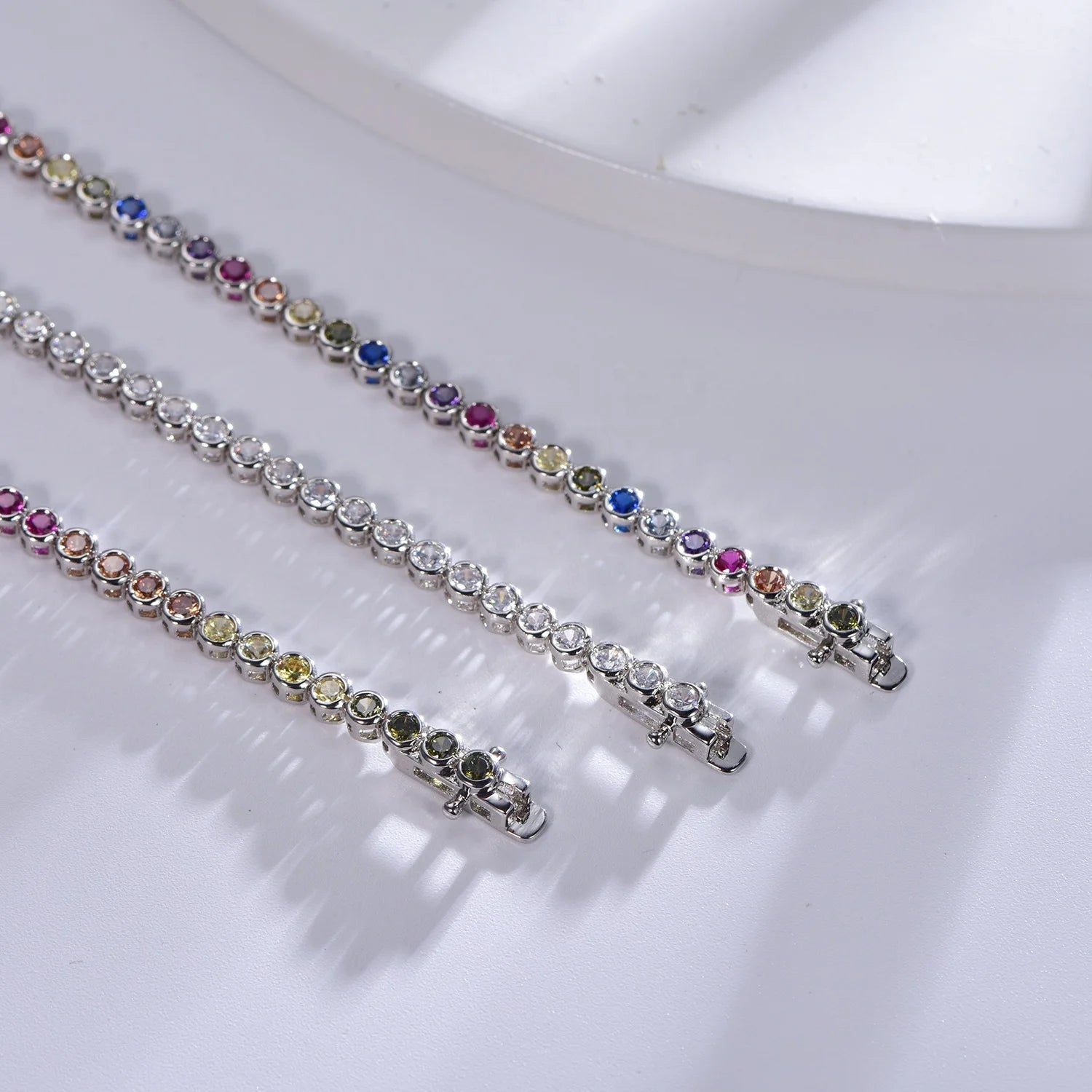 muti-color moissanite tennis bracelet moissanite chain color moissanite necklace 925 silver tennis bracelet Kirin Jewelry