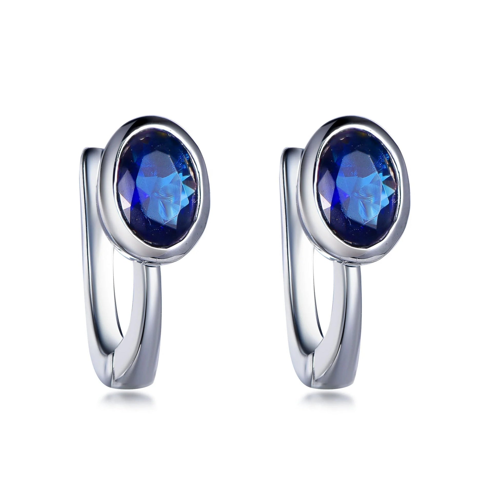 opal cz huggie earrings stainless steel Sterling silver earrings 925 small huggie rhodium plating sapphire hoop earring Kirin Jewelry