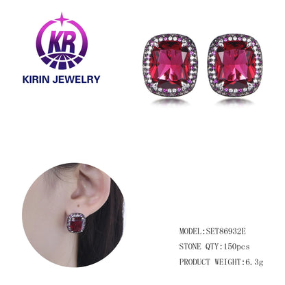 pendant earrings and ring 3pcs 925 sterling silver jewelry sets Hawaiian ruby glass jewelry sets for women luxury jewelry set Kirin Jewelry