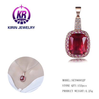 pendant earrings and ring 3pcs 925 sterling silver jewelry sets Hawaiian ruby glass jewelry sets for women luxury jewelry set Kirin Jewelry