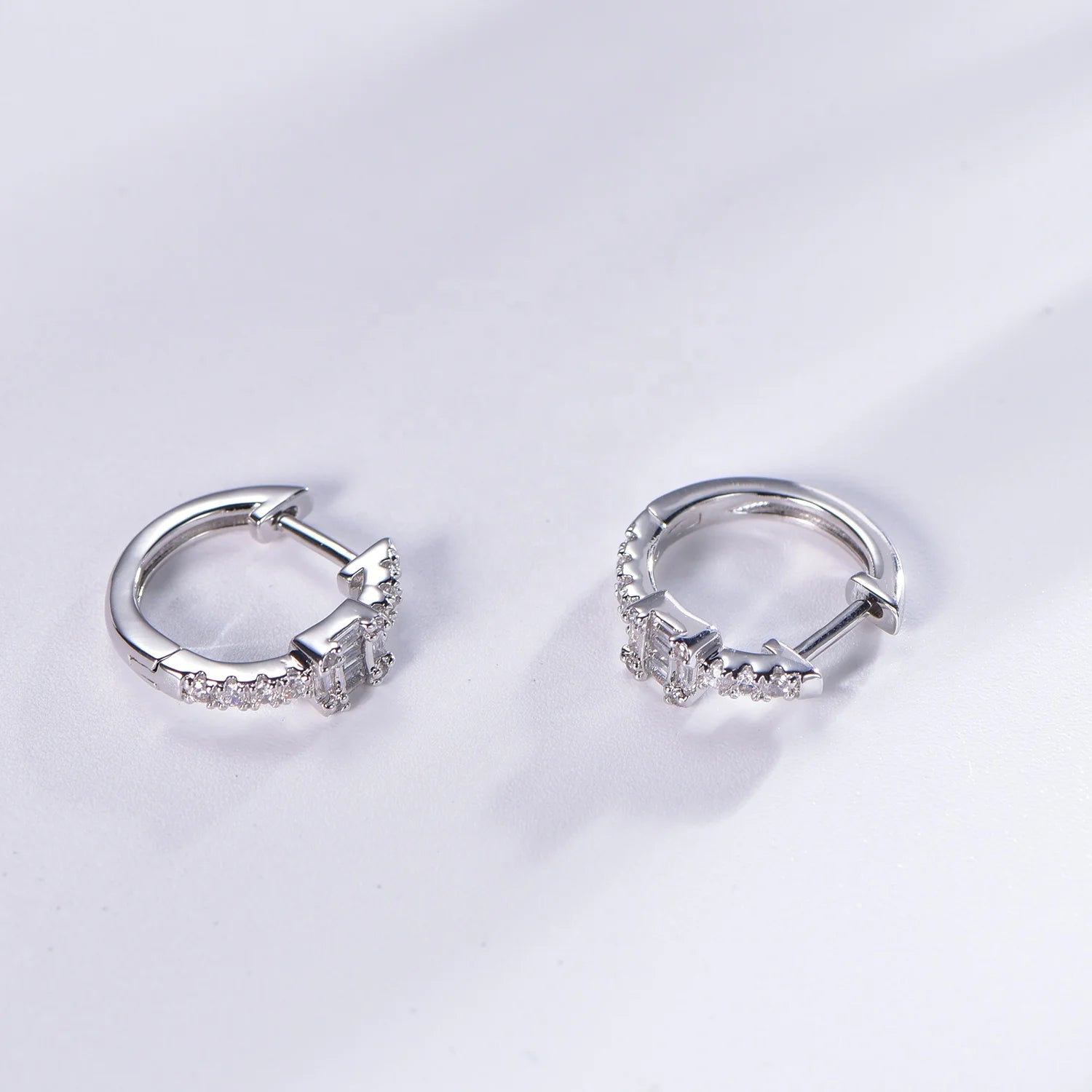 pendientes plata 925 diamond huggie earrings set 925 sterling silver earrings hoop square huggie earring Kirin Jewelry