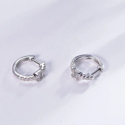 pendientes plata 925 diamond huggie earrings set 925 sterling silver earrings hoop square huggie earring Kirin Jewelry