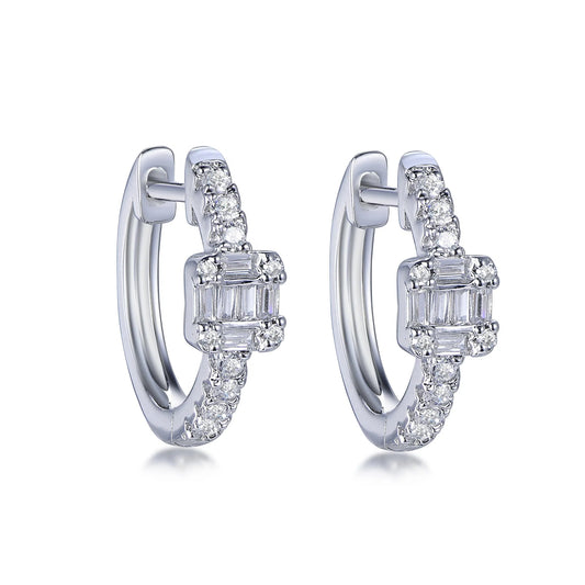 pendientes plata 925 diamond huggie earrings set 925 sterling silver earrings hoop square huggie earring Kirin Jewelry