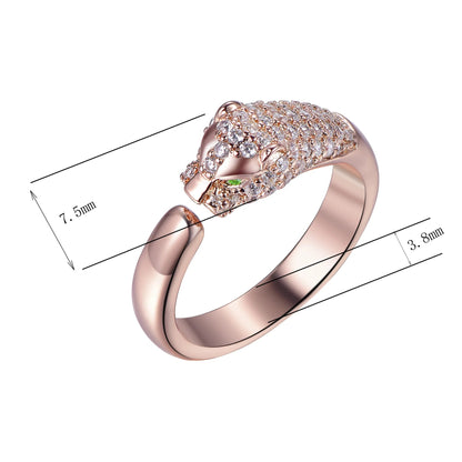 punk open resizable rose gold plated ring women men animal leopard panther rings leopard head ring Kirin Jewelry