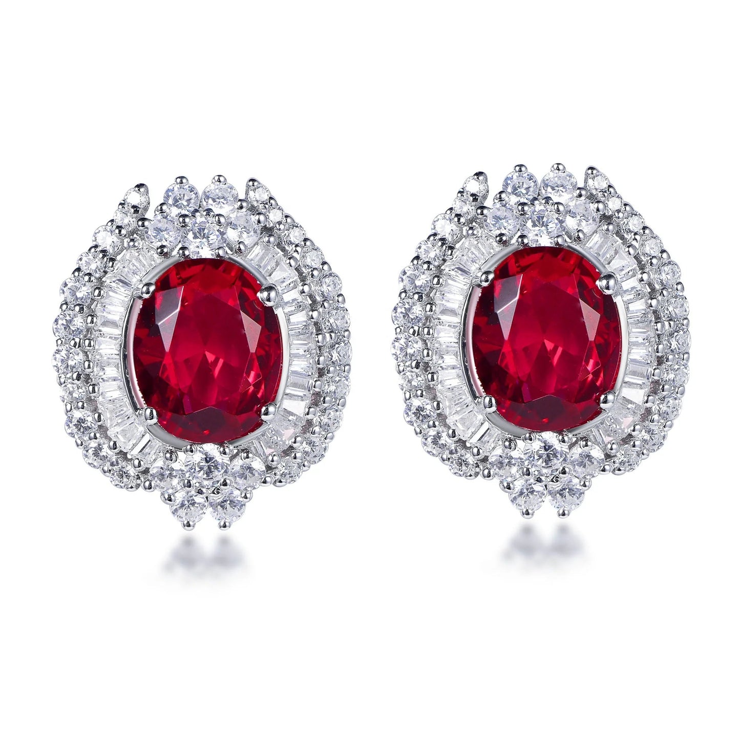 red corundum gemstone fine earrings natural ruby 925 sterling silver stud earrings Kirin Jewelry