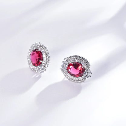 red corundum gemstone fine earrings natural ruby 925 sterling silver stud earrings Kirin Jewelry