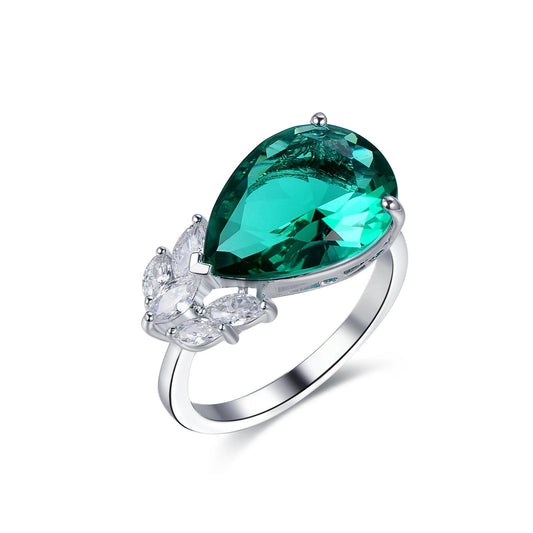 rings with cz Custom wedding emerald drop shape 925 sterling silver ring diamond promise rings for women Kirin Jewelry