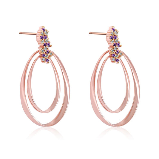 rose gold double hoop 925 sterling silver earrings 5A CZ chunky hoop earrings 55mm hoop earrings Kirin Jewelry