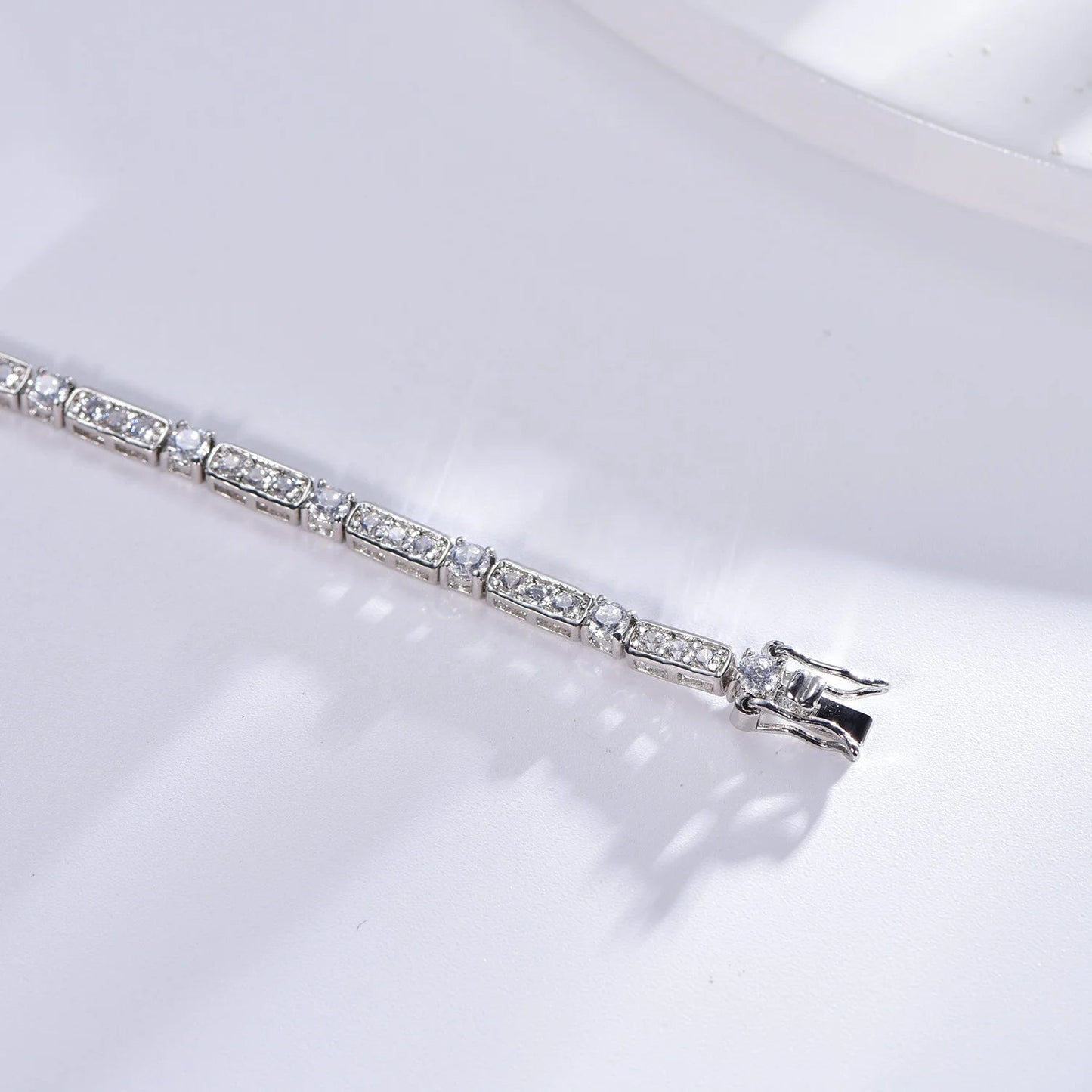 silver bracelet jewelry 925 sterling silver bracelet round 5A CZ diamond italy square chunky bracelet Kirin Jewelry