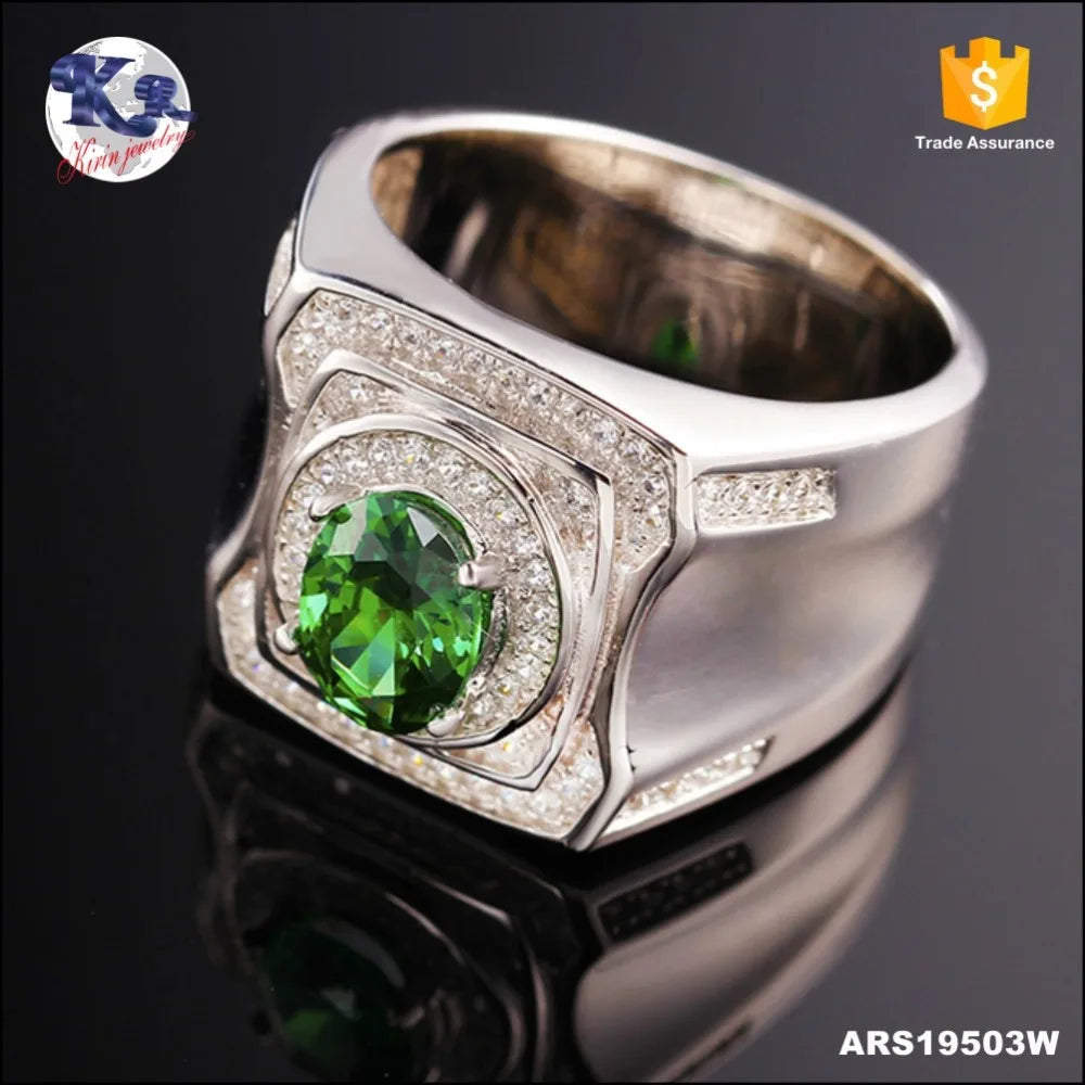 fine 925 silver CZ emerald engagement rings for men fashion jewelry gifts