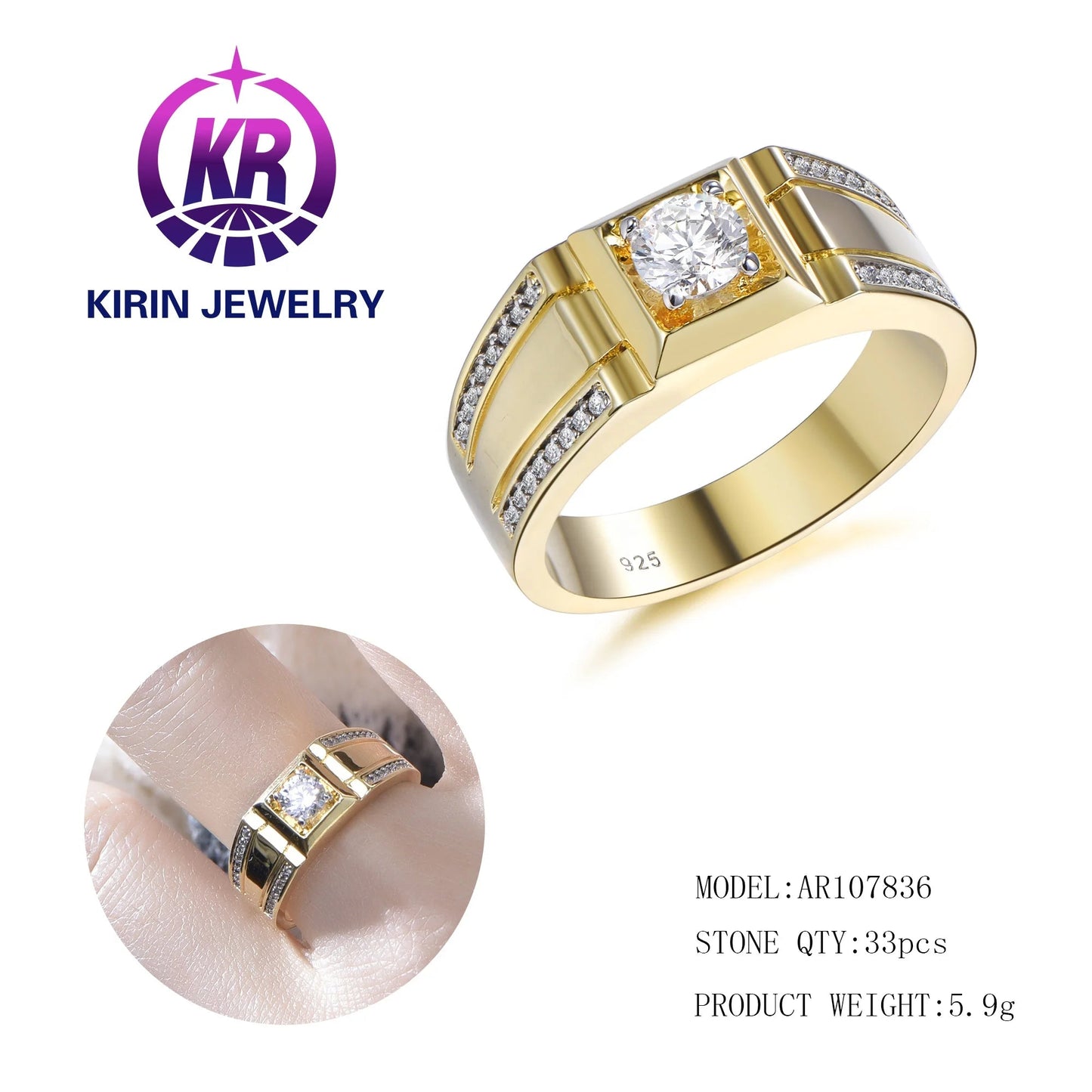 solid gold ring wedding bands for couples 18k gold plated ring 925 sterling silver band ring platinum men wedding band Kirin Jewelry