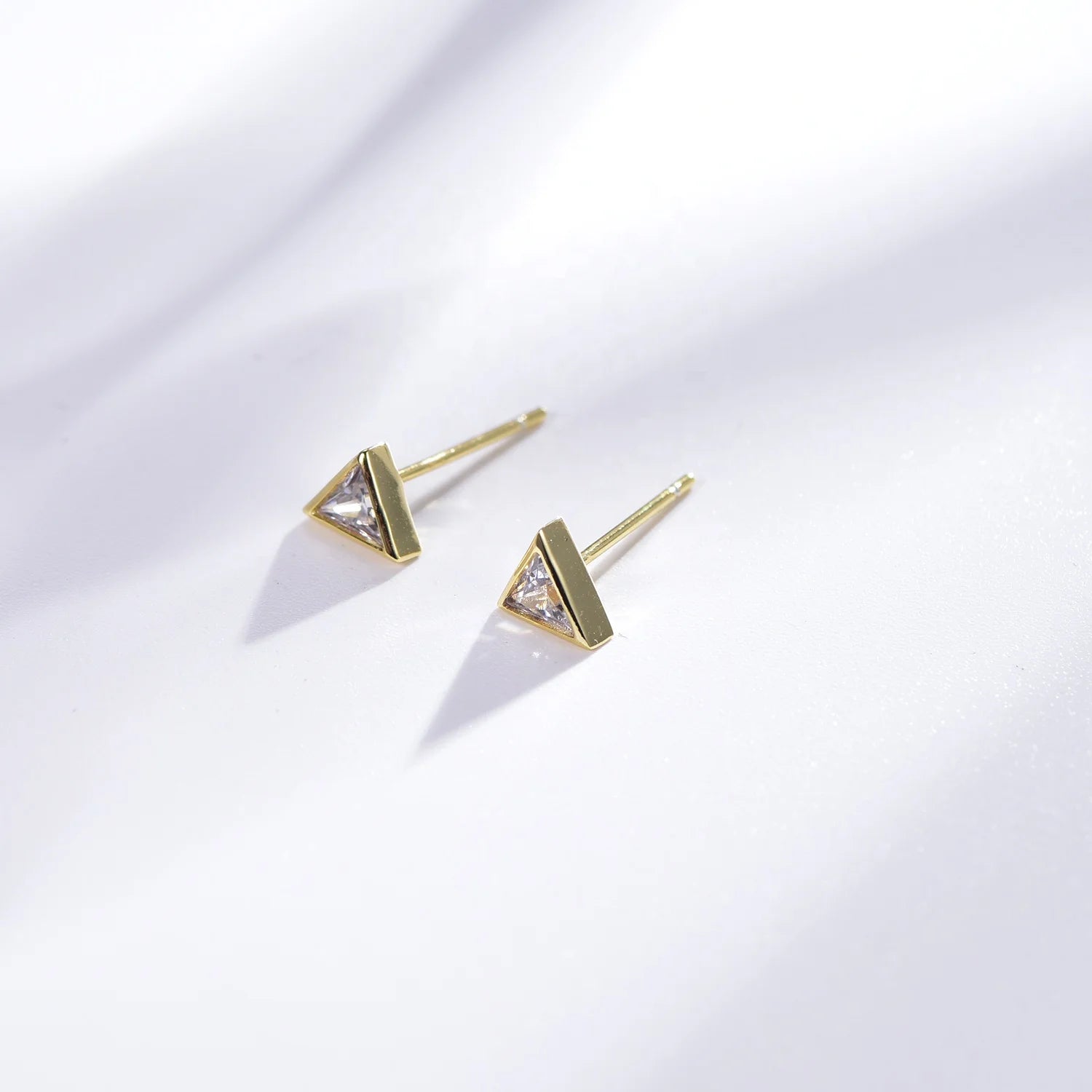 sterling silver earrings 925 triangle earring triangle cz sterling silver stud earring Kirin Jewelry