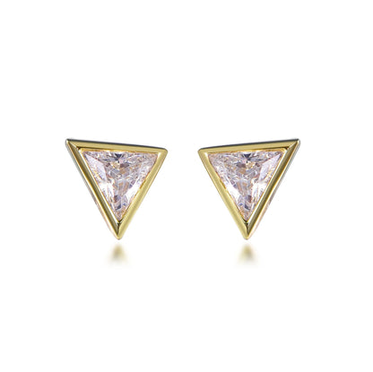 sterling silver earrings 925 triangle earring triangle cz sterling silver stud earring Kirin Jewelry