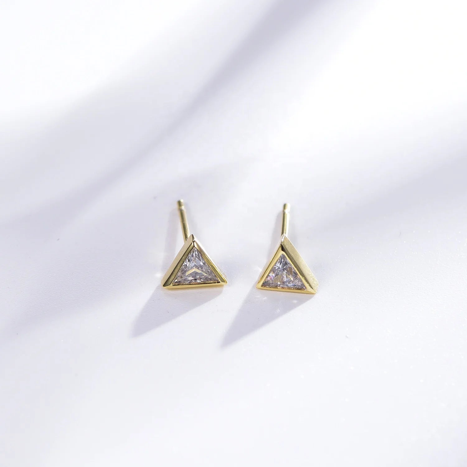 sterling silver earrings 925 triangle earring triangle cz sterling silver stud earring Kirin Jewelry