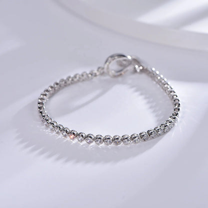 tennis bracelet 4mm round cut moissanite CZ diamond pure 14k white gold bracelet Kirin Jewelry