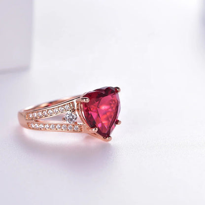 vintage engagement moissanite wedding ring heart ruby gem cz diamond 925 sterling silver rose gold rings Kirin Jewelry