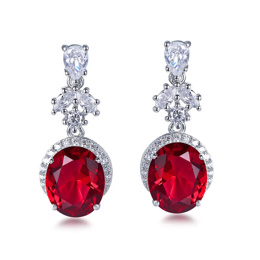 wedding earrings with ruby zircon micro pave 5a CZ high moq drop earring wedding bridal wedding earring Kirin Jewelry