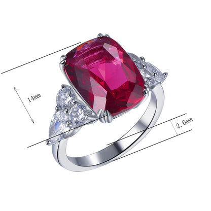 white gold wedding ring jewelry silver engagement rings cushion cut ruby red corundum diamond ring Kirin Jewelry