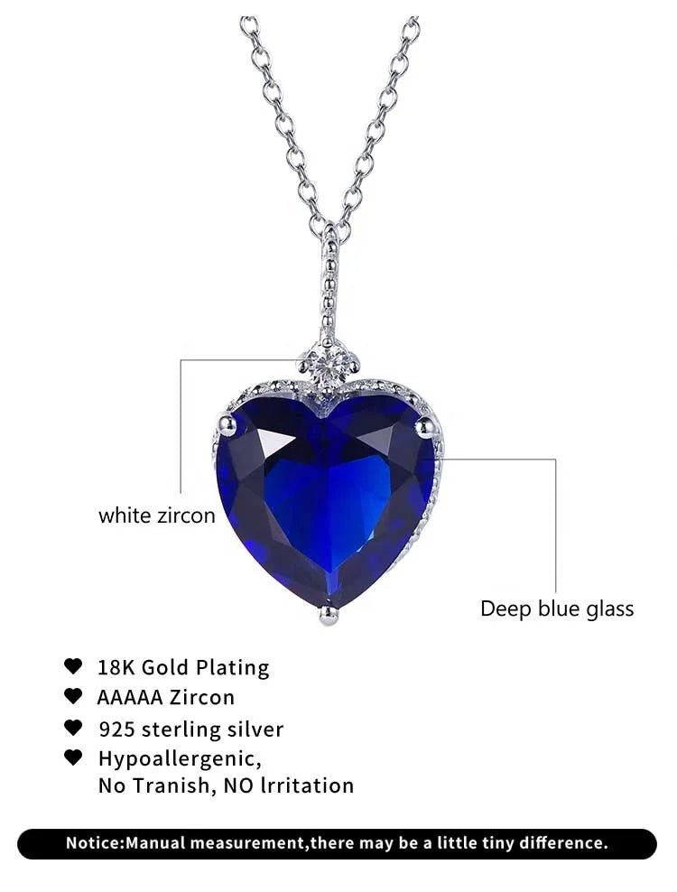 dark blue gem s925 cz heart pendant for necklace Kirin Jewelry AP29383