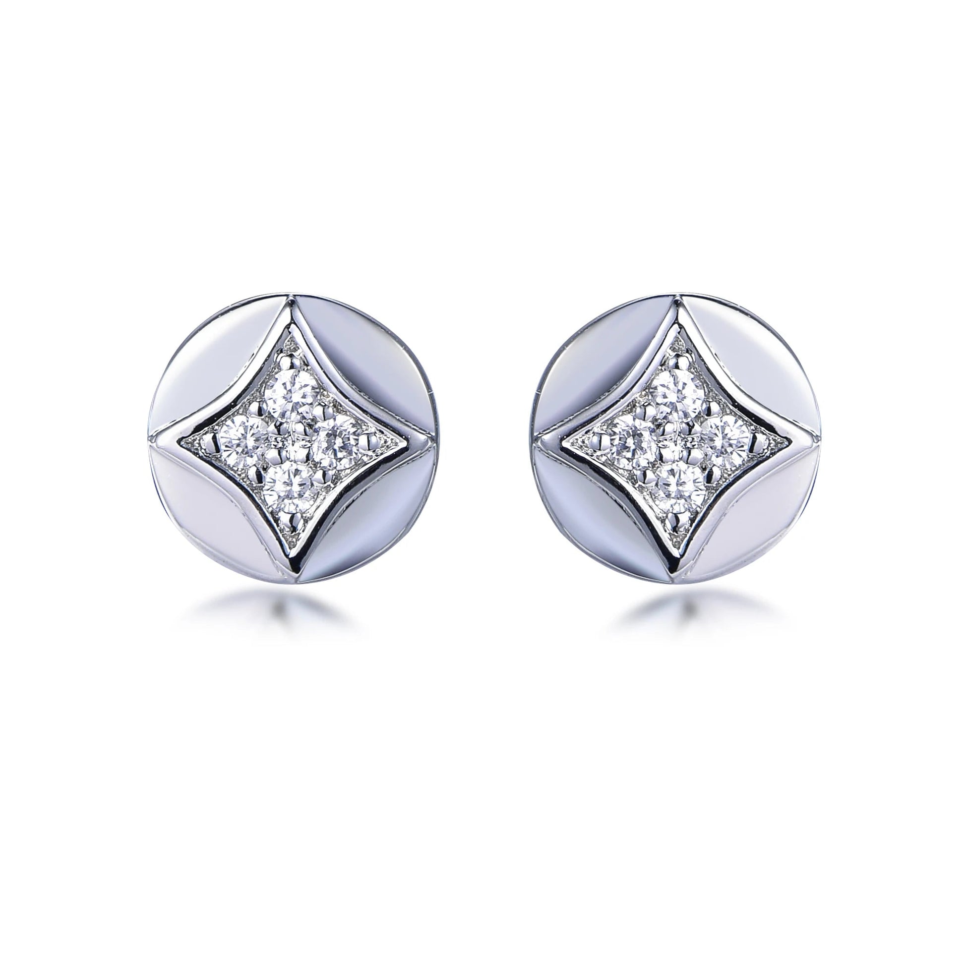 white zircon silver 925 jewelry earring stud Sterling silver earrings 925 AAA cubic zirconia stud earrings Kirin Jewelry