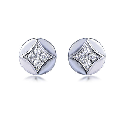 white zircon silver 925 jewelry earring stud Sterling silver earrings 925 AAA cubic zirconia stud earrings Kirin Jewelry