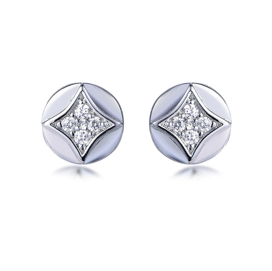 white zircon silver 925 jewelry earring stud Sterling silver earrings 925 AAA cubic zirconia stud earrings Kirin Jewelry