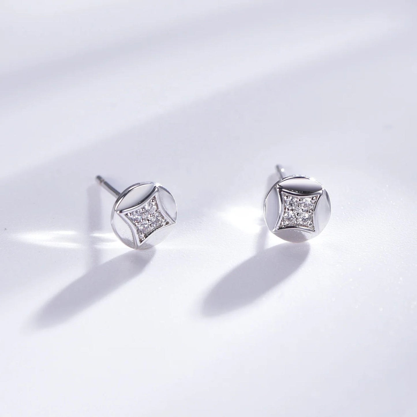 white zircon silver 925 jewelry earring stud Sterling silver earrings 925 AAA cubic zirconia stud earrings Kirin Jewelry