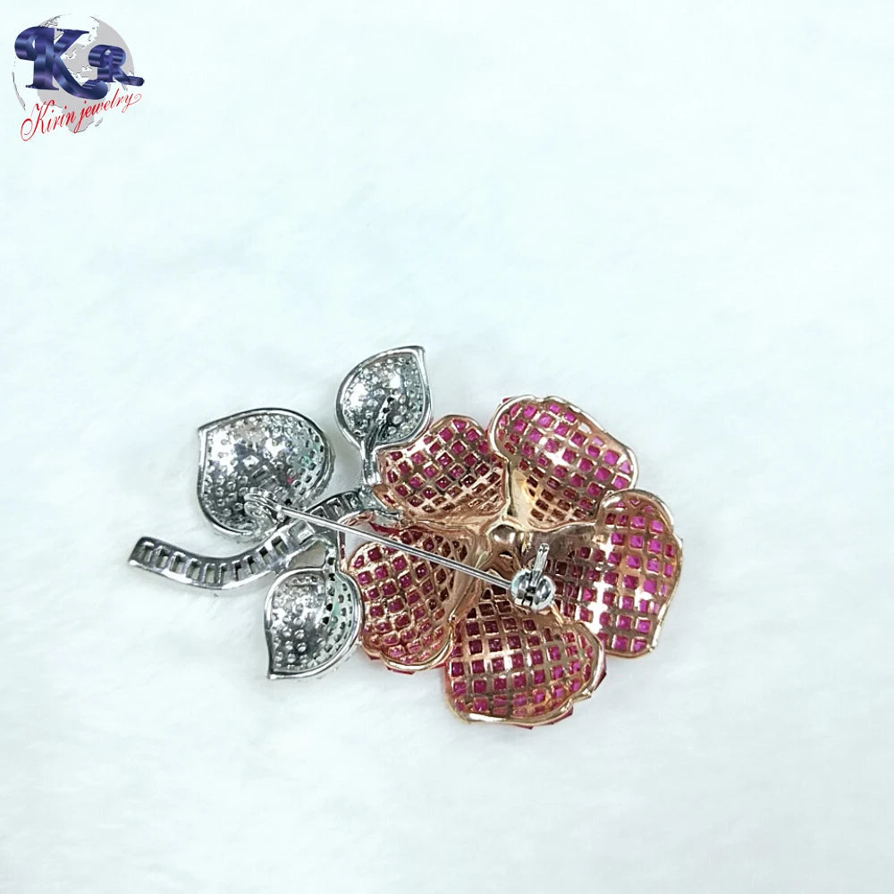 wholesale 925 Sterling Silver jewelry fashion brooch charms women crystal flower brooch Kirin Jewelry