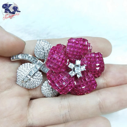 wholesale 925 Sterling Silver jewelry fashion brooch charms women crystal flower brooch Kirin Jewelry