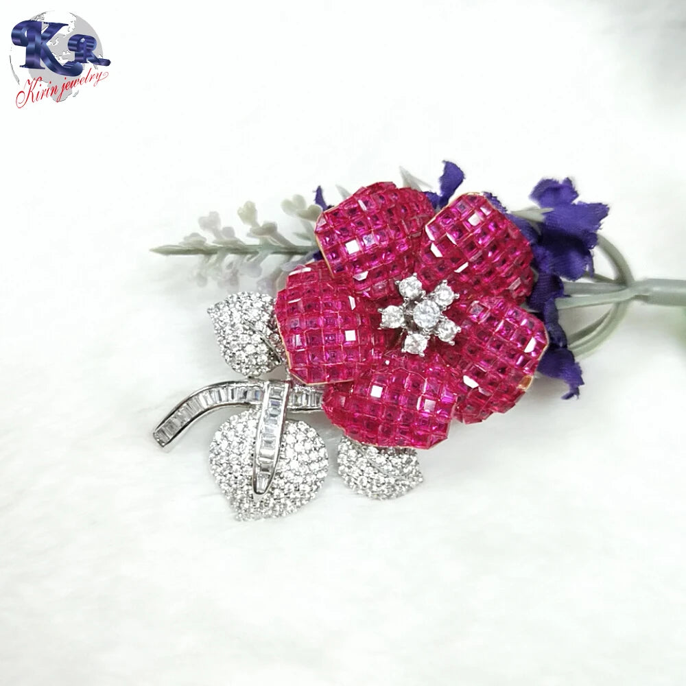 wholesale 925 Sterling Silver jewelry fashion brooch charms women crystal flower brooch Kirin Jewelry